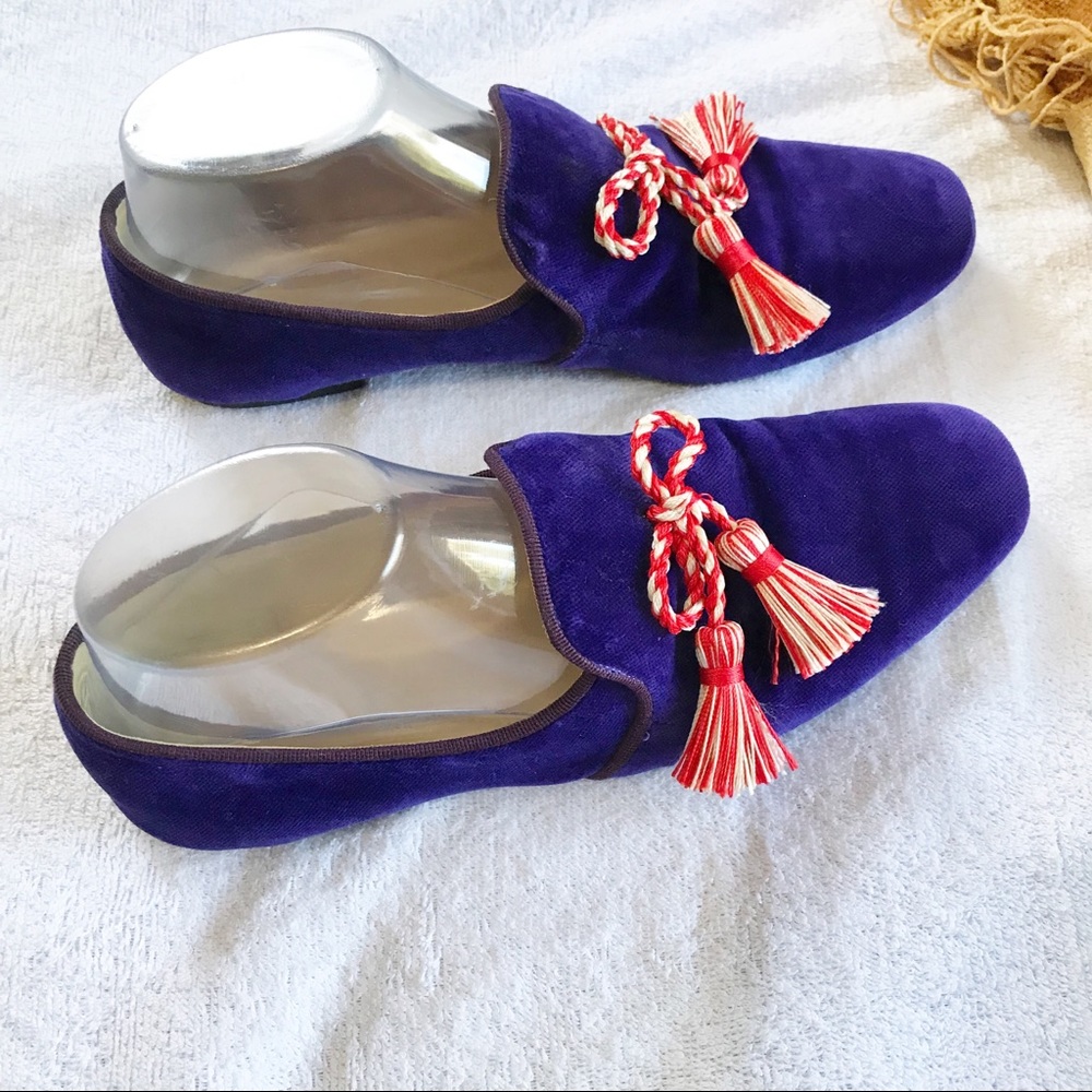 SOLD J.Crew Velvet Smoking Slippers Loafers Shoe 8 - Picture 2 of 4